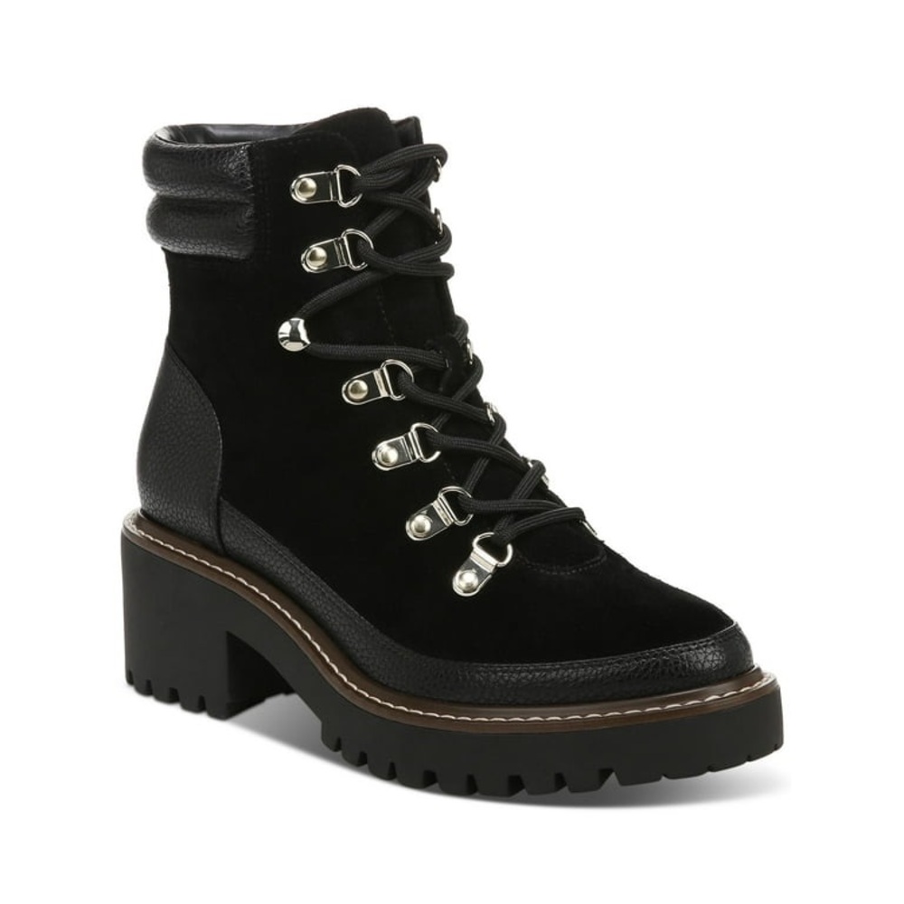 GIANI BERNINI Womens Black Cushioned Maddyson Block Heel Lace-Up Boots Shoes *